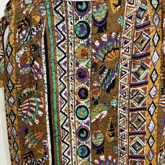 Lasserre Paris Wrap Skirt Women Size 42 Brown Tribal Aztec Artsy Fish Geometric - Picture 5 of 13